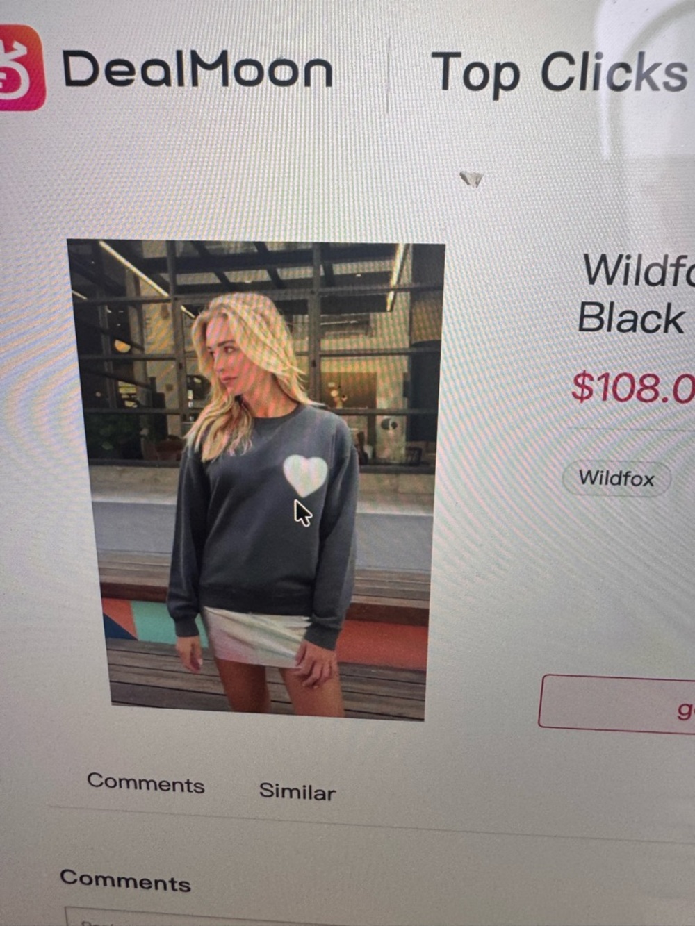 Wildfox Black Sweatshirt with White Heart Graphic